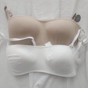 Gap Body Sz 32C padded bandeau bras - nude/white